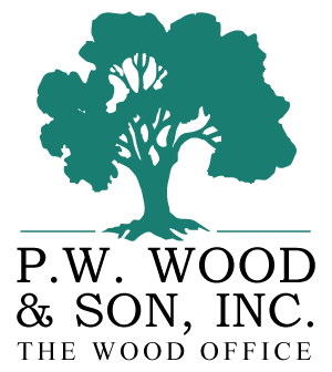 PW Wood And Son, Inc - The Wood Office - Our Logo - silhouette of a green tree
